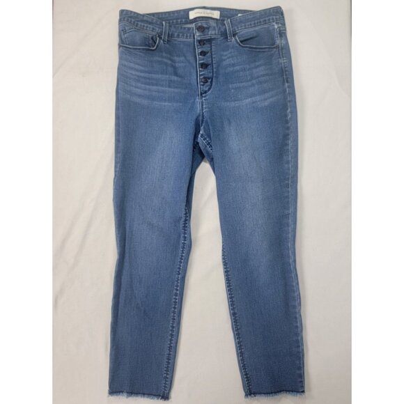 Vintage X America Women's Blue Denim Jeans Button Up High Rise Skinny Ankle 10 - Picture 1 of 10